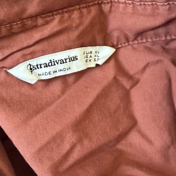Stradivarius Oversized Poplin Shirt β Chocolate Brown β Size US XL - Picture 2 of 3